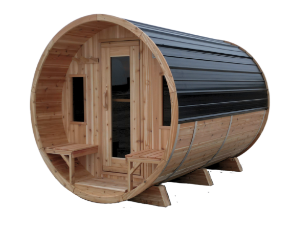 Traditional Barrel Sauna - 7'x8' Plus 2' Porch Sauna - Model 7802